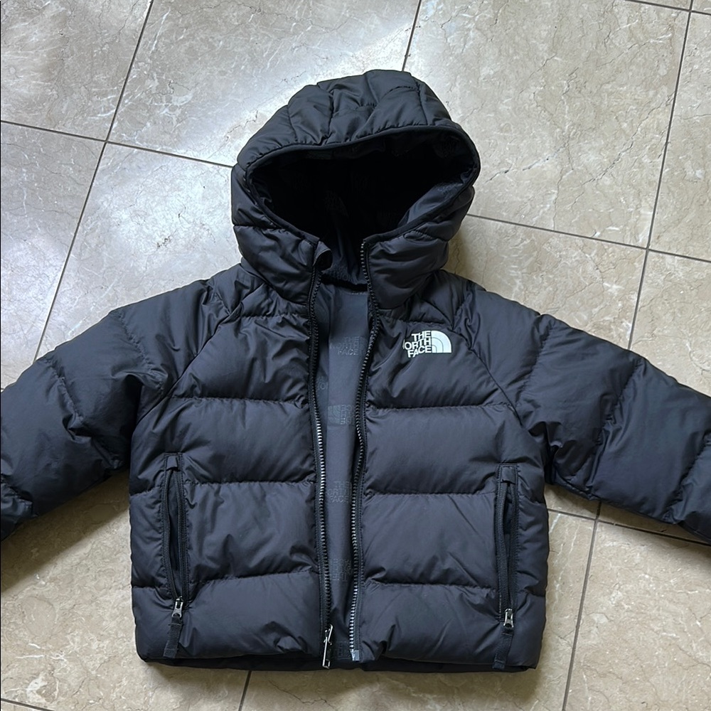 The North Face Black Puffer Jacket with Hood- reversible, size 6